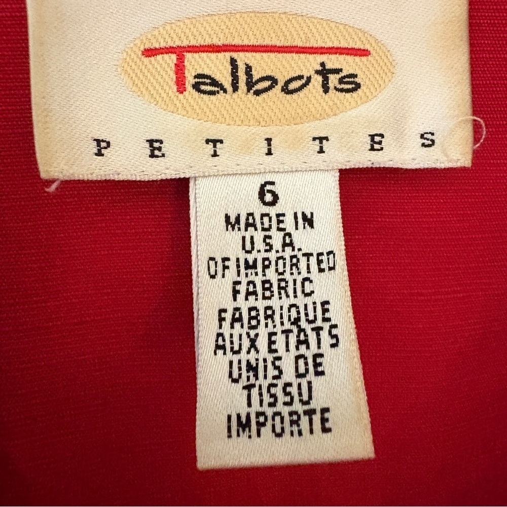Vintage Talbots Petites Red Linen Blend Shirt Dress 6P Made USA - Picture 3 of 4